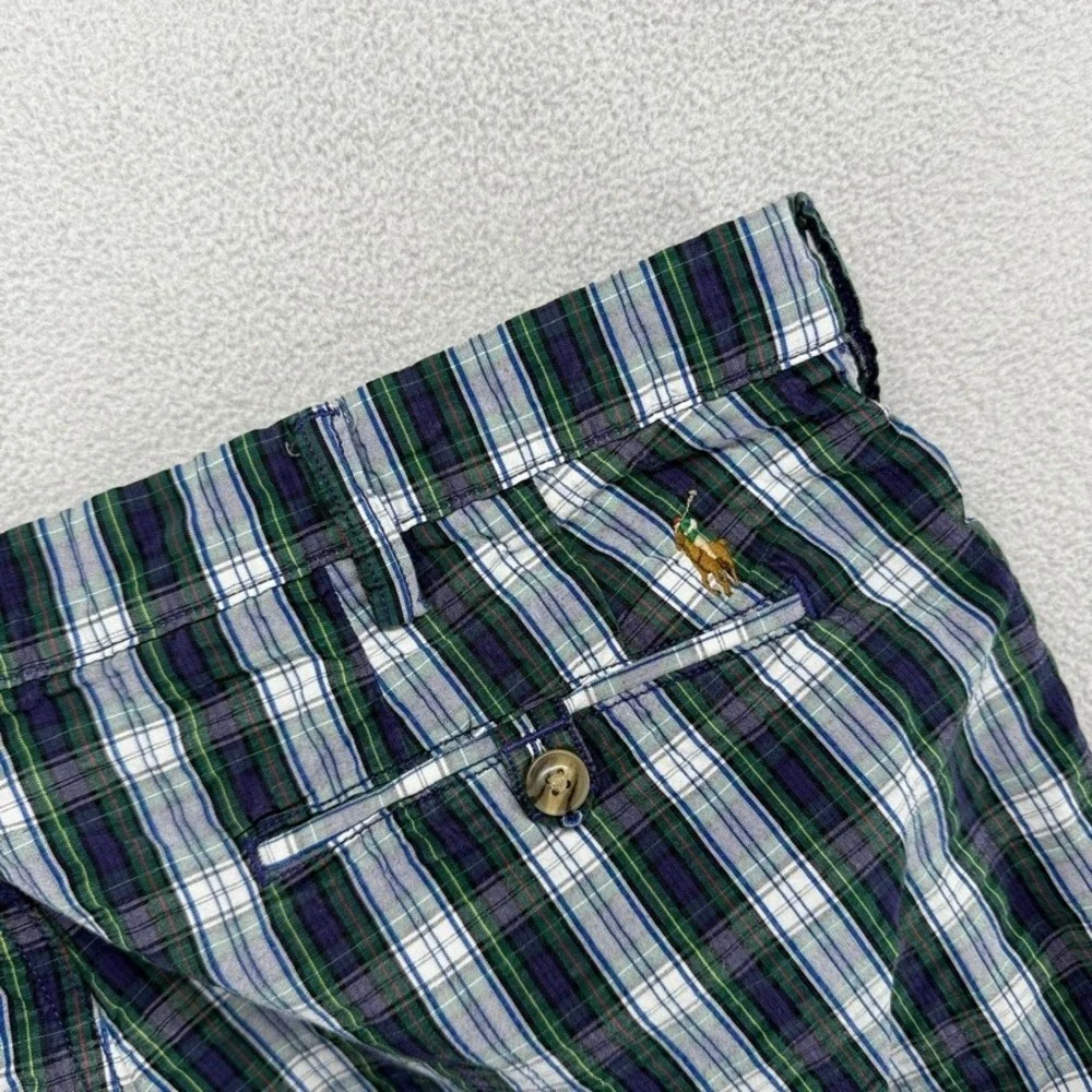 Ralph Lauren Pants Mens 36x30 fits 36x27 Green Plaid Check Trousers Pony Chino